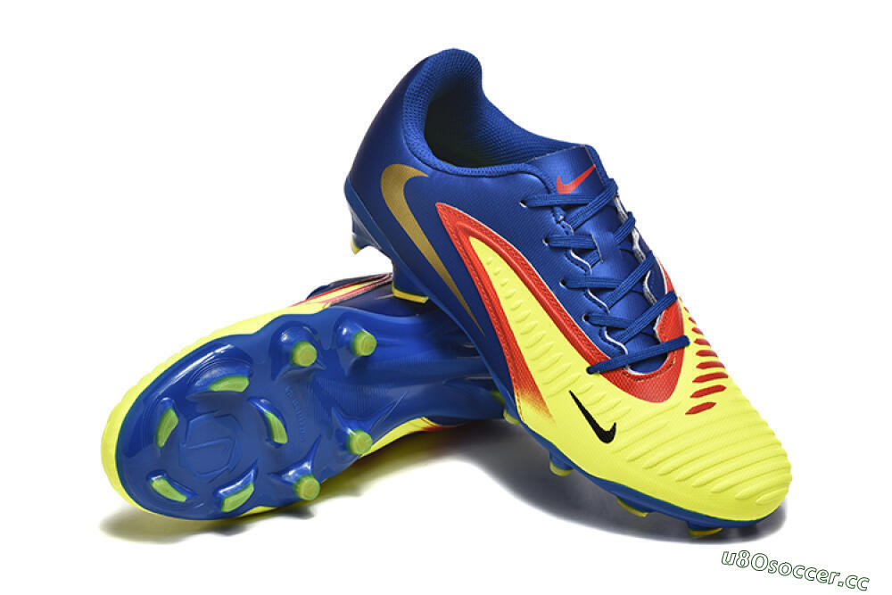 Men's Nike Phantom 6 Elite Low FG Firm Ground Low-Tops Football Boots - Yellow/Blue/Gold 4