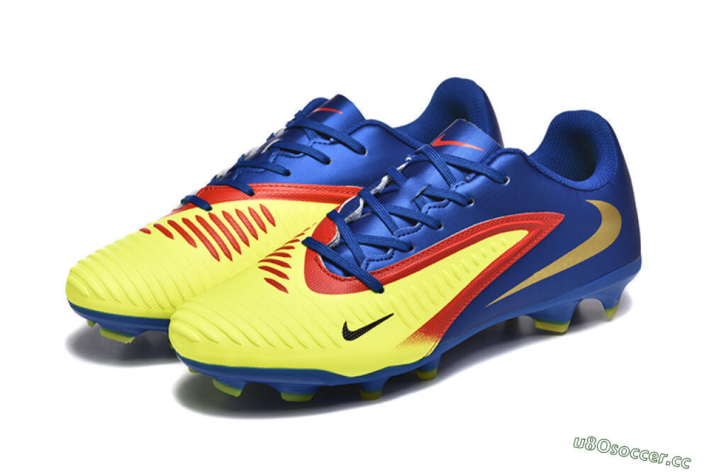 Men's Nike Phantom 6 Elite Low FG Firm Ground Low-Tops Football Boots - Yellow/Blue/Gold 5