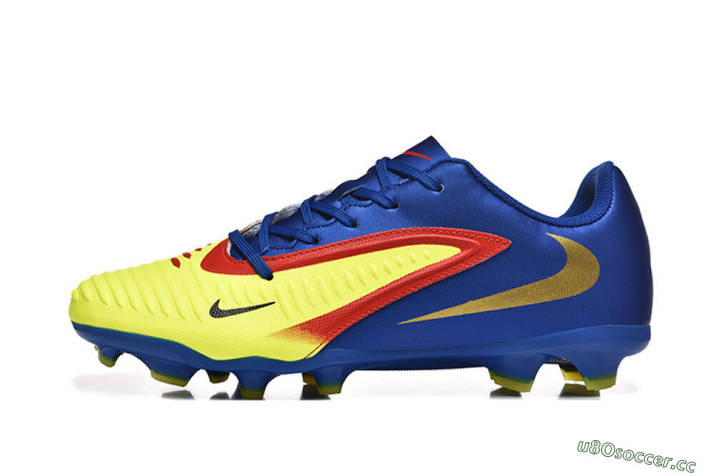 Men's Nike Phantom 6 Elite Low FG Firm Ground Low-Tops Football Boots - Yellow/Blue/Gold 0