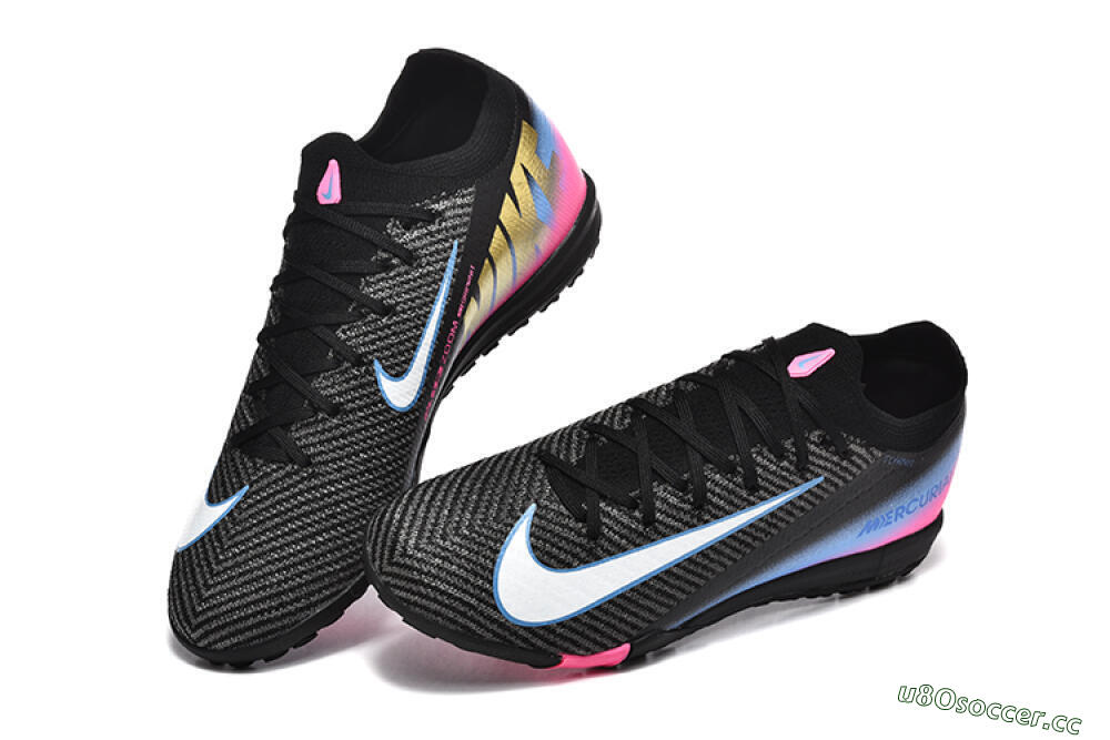 Men's Nike Air Zoom Mercurial Vapor 15 Elite TF Artificial Turf Low-Tops Football Shoes - Black/White/Blue/Pink 6