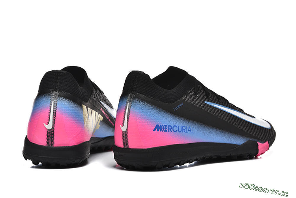 Men's Nike Air Zoom Mercurial Vapor 15 Elite TF Artificial Turf Low-Tops Football Shoes - Black/White/Blue/Pink 9