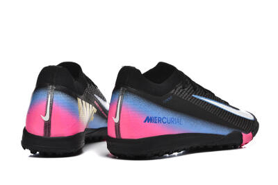 Men's Nike Air Zoom Mercurial Vapor 15 Elite TF Artificial Turf Low-Tops Football Shoes - Black/White/Blue/Pink