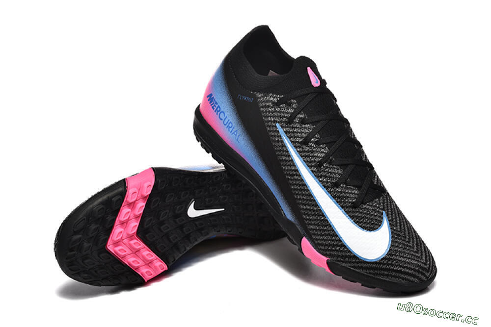 Men's Nike Air Zoom Mercurial Vapor 15 Elite TF Artificial Turf Low-Tops Football Shoes - Black/White/Blue/Pink 4