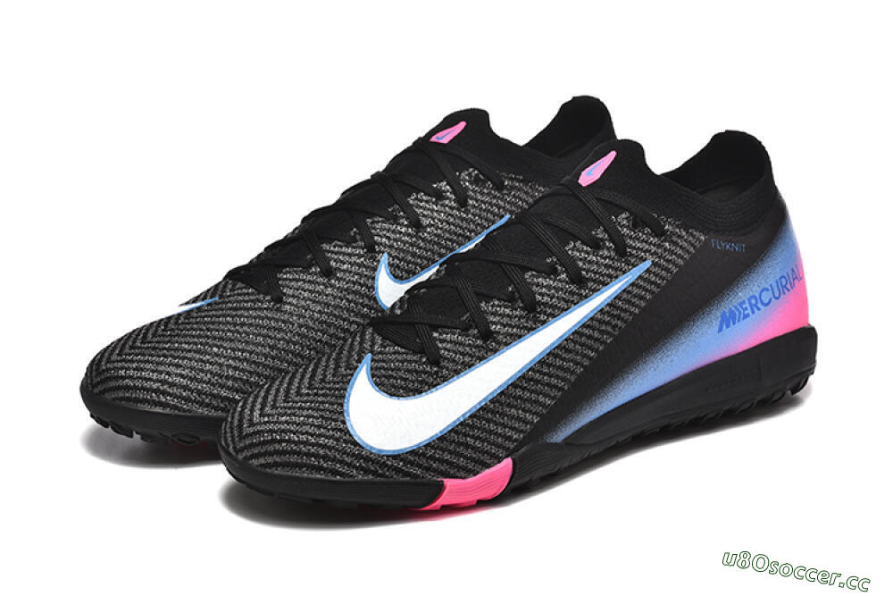 Men's Nike Air Zoom Mercurial Vapor 15 Elite TF Artificial Turf Low-Tops Football Shoes - Black/White/Blue/Pink 5