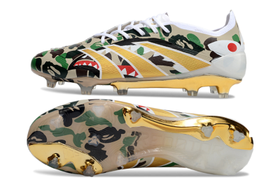 Unisex Adidas Predator 25 Elite FG Firm Ground Low-Tops Football Boots - Camo/White/Gold