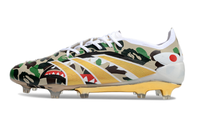 Unisex Adidas Predator 25 Elite FG Firm Ground Low-Tops Football Boots - Camo/White/Gold