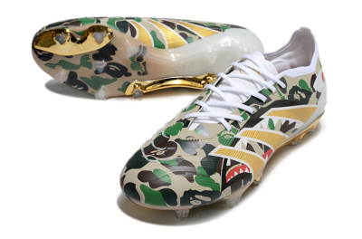 Unisex Adidas Predator 25 Elite FG Firm Ground Low-Tops Football Boots - Camo/White/Gold