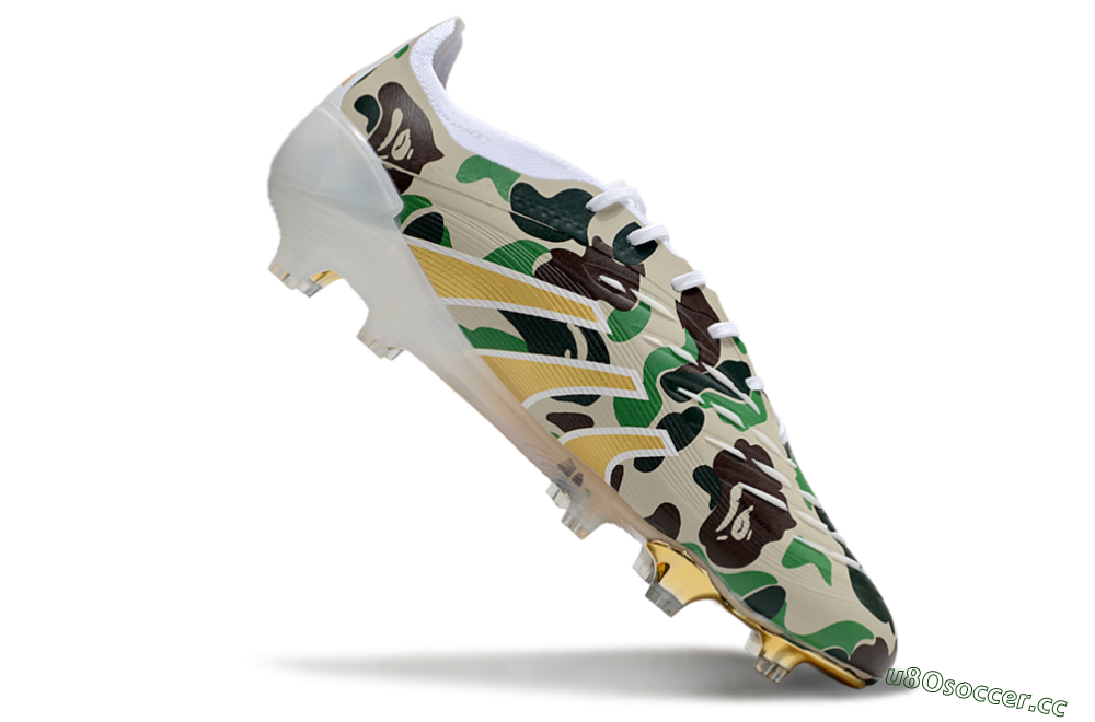 Unisex Adidas Predator 25 Elite FG Firm Ground Low-Tops Football Boots - Camo/White/Gold 4