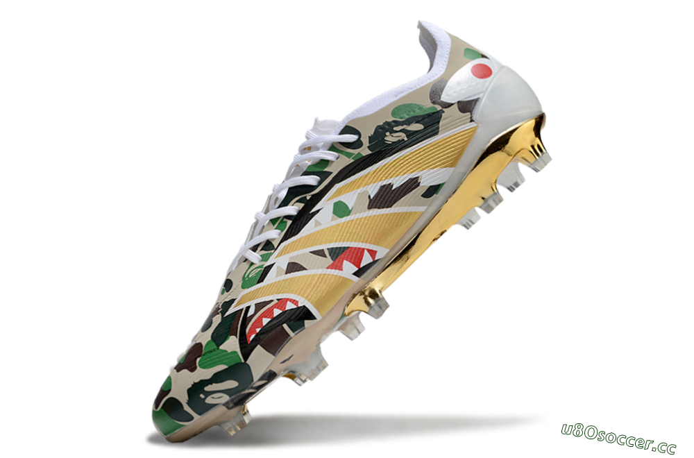 Unisex Adidas Predator 25 Elite FG Firm Ground Low-Tops Football Boots - Camo/White/Gold 5