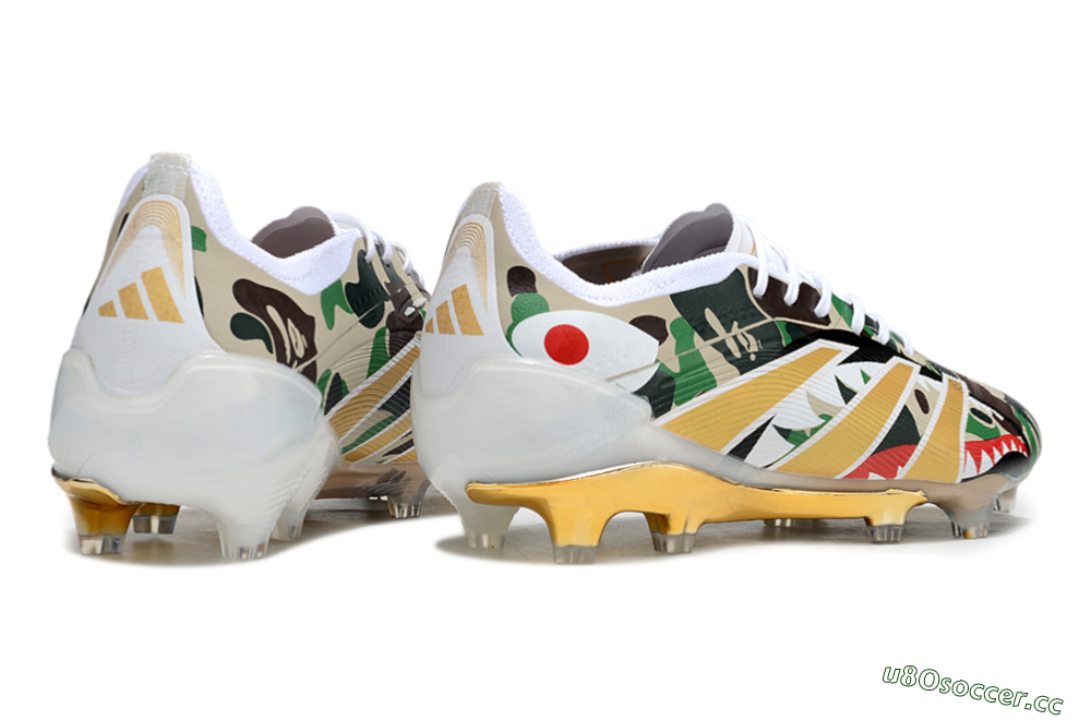 Unisex Adidas Predator 25 Elite FG Firm Ground Low-Tops Football Boots - Camo/White/Gold 6