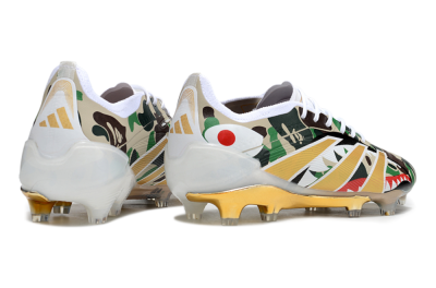 Unisex Adidas Predator 25 Elite FG Firm Ground Low-Tops Football Boots - Camo/White/Gold