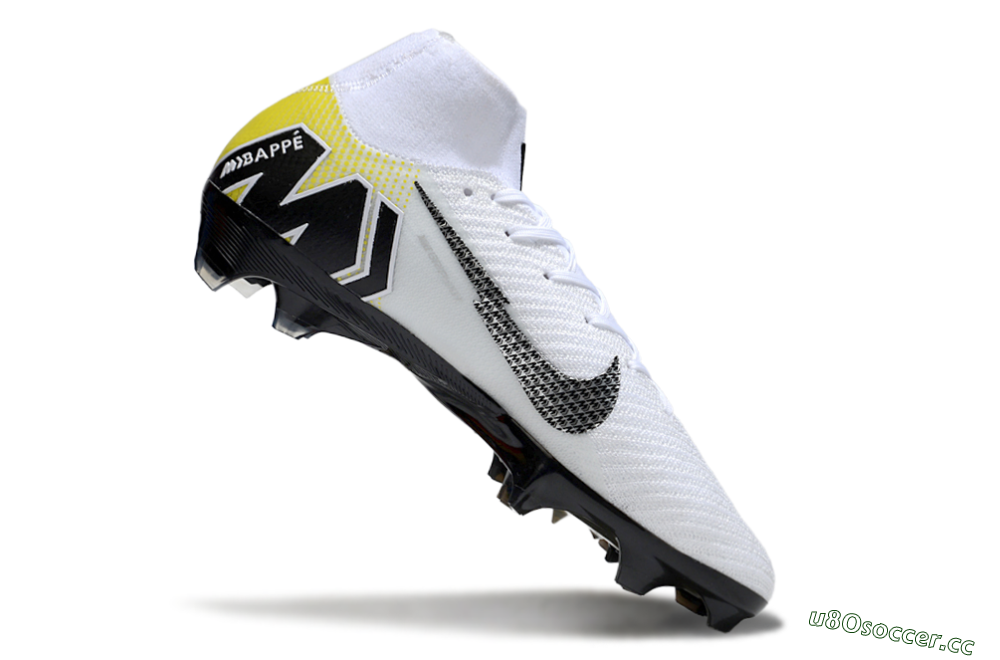Unisex KM x Nike Air Zoom Mercurial Superfly 10 Elite FG Firm Ground High-Tops Football Boots - White/Black/Yellow 4