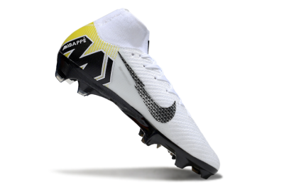 Unisex KM x Nike Air Zoom Mercurial Superfly 10 Elite FG Firm Ground High-Tops Football Boots - White/Black/Yellow