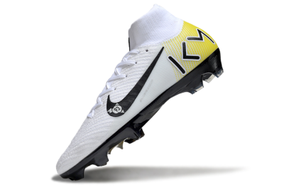Unisex KM x Nike Air Zoom Mercurial Superfly 10 Elite FG Firm Ground High-Tops Football Boots - White/Black/Yellow