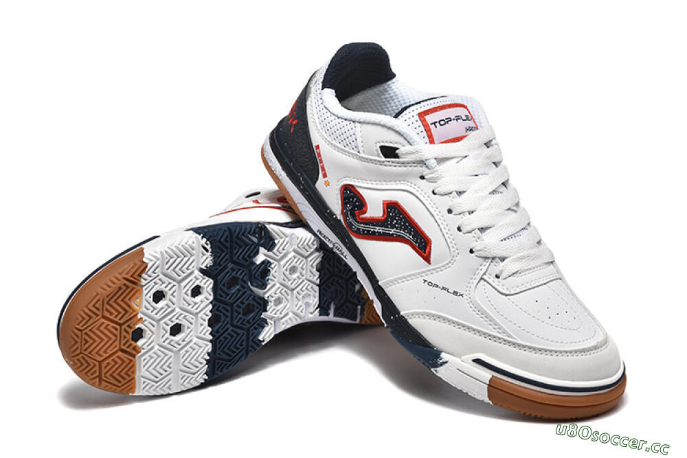 Men's Joma Top Flex IC Indoor & Futsal Low-Tops Football Shoes - White/Red/Black 4