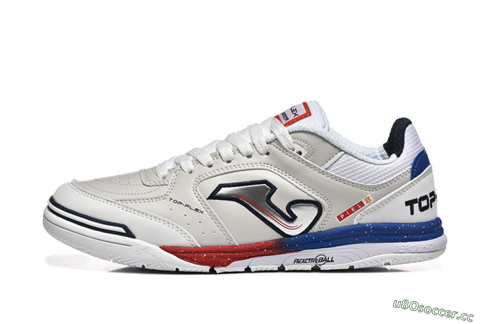 Men's Joma Top Flex IC Indoor & Futsal Low-Tops Football Shoes - White/Red/Blue 0