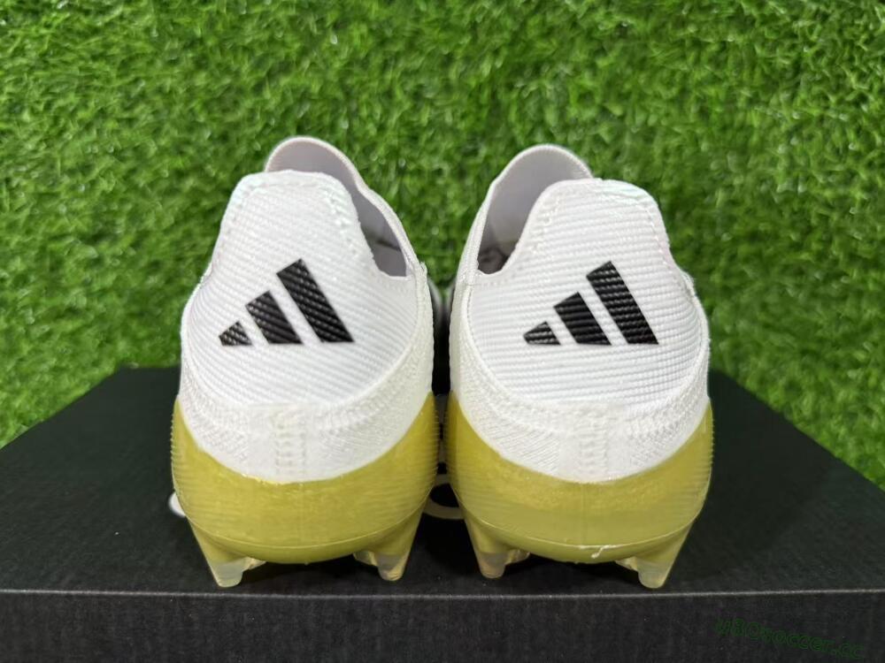 Unisex Adidas F50 Elite Laceless FG Firm Ground Low-Tops Football Boots - White/Purple/Black/Gold