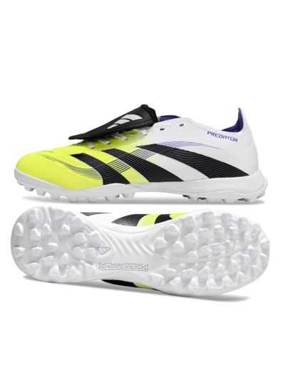 Unisex Adidas Predator 25 Elite Foldover Tongue TF Artificial Turf Low-Tops Football Shoes - Yellow/Black/White