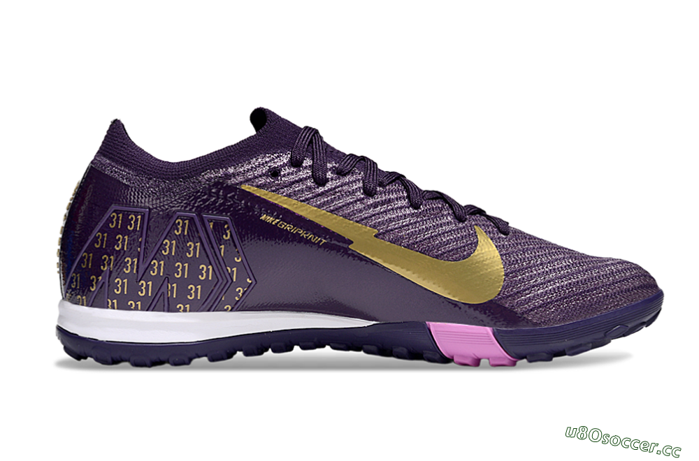 Unisex KM x Nike Air Zoom Mercurial Vapor 16 Elite TF Artificial Turf Low-Tops Football Shoes - Purple/Gold/Pink 4