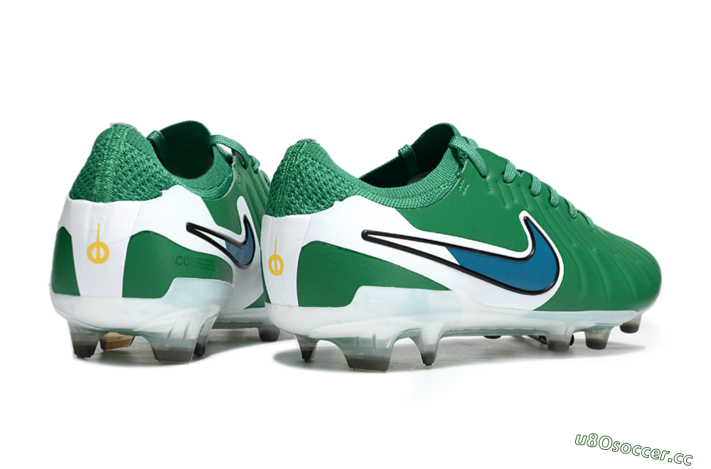 Men's Nike Tiempo Legend 10 Elite FG Firm Ground Low-Tops Football Boots - Green/Blue/White 6