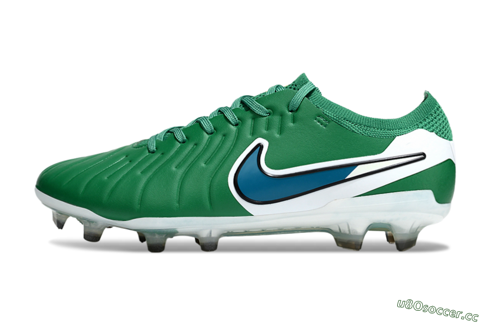 Men's Nike Tiempo Legend 10 Elite FG Firm Ground Low-Tops Football Boots - Green/Blue/White 0