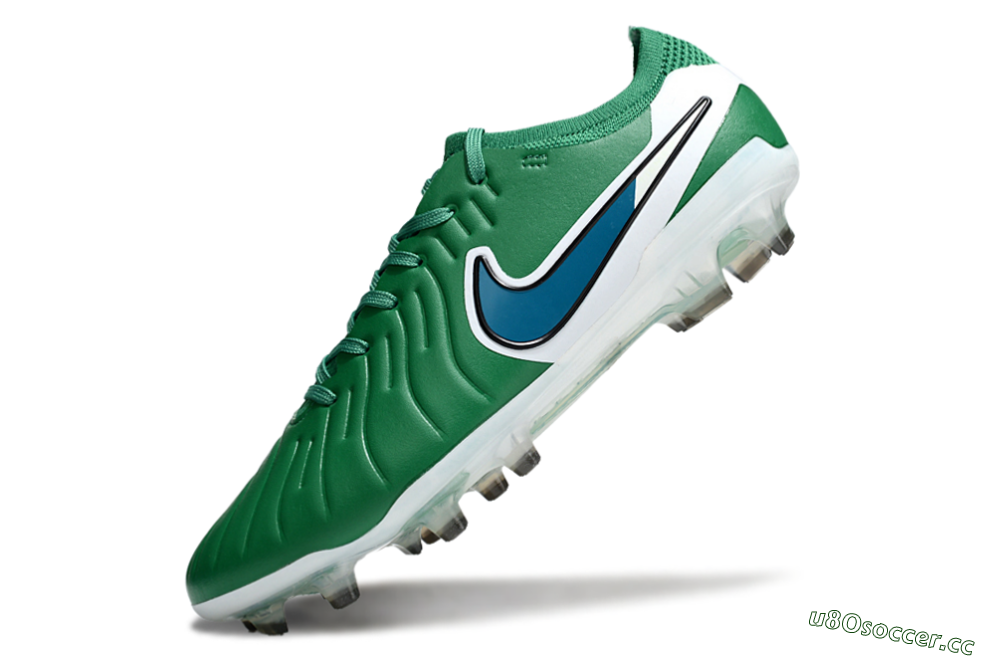 Men's Nike Tiempo Legend 10 Elite FG Firm Ground Low-Tops Football Boots - Green/Blue/White 5
