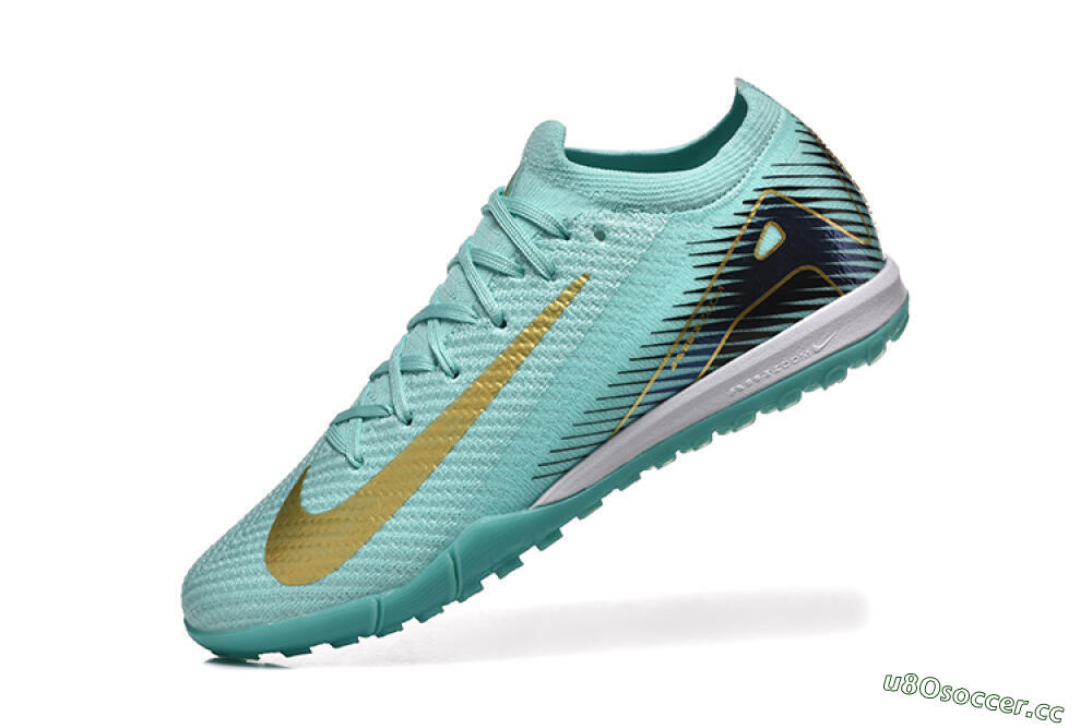 Men's Nike Air Zoom Mercurial Vapor 16 Elite TF Artificial Turf Low-Tops Football Shoes - Jade/Gold/Black 8