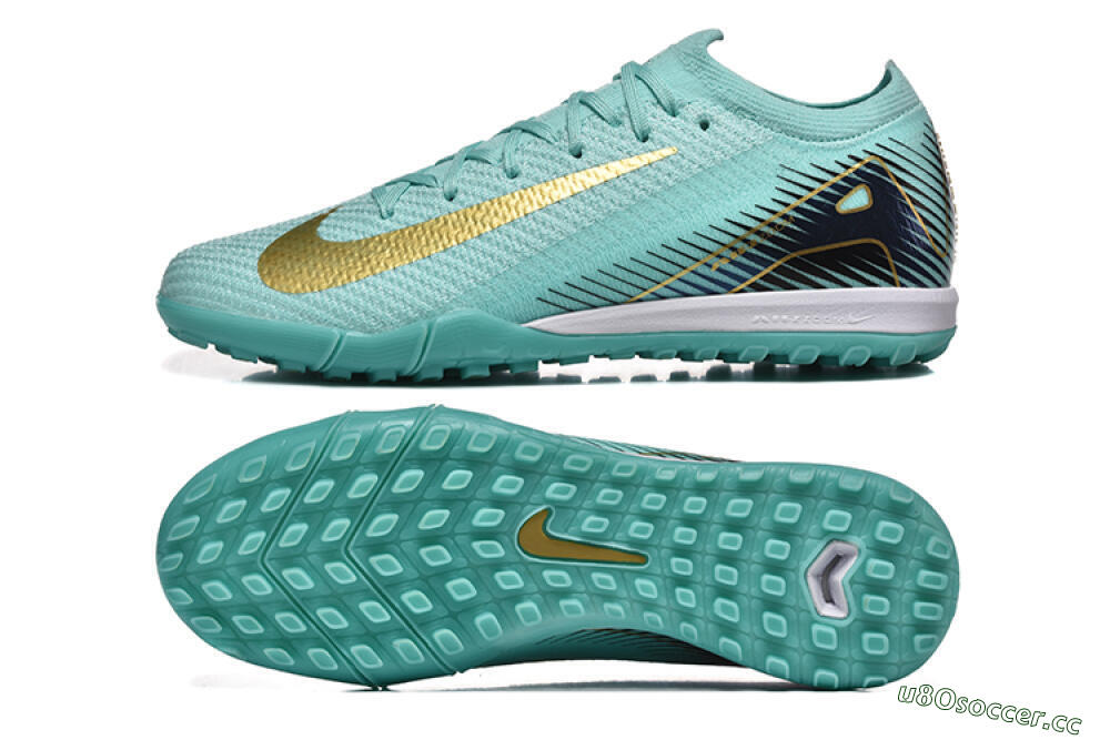Men's Nike Air Zoom Mercurial Vapor 16 Elite TF Artificial Turf Low-Tops Football Shoes - Jade/Gold/Black 1