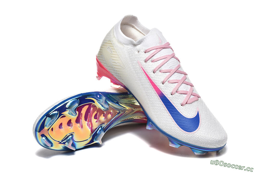 Men's Nike Air Zoom Mercurial Vapor 16 Elite FG Firm Ground Low-Tops Football Boots - White/Blue/Pink 4