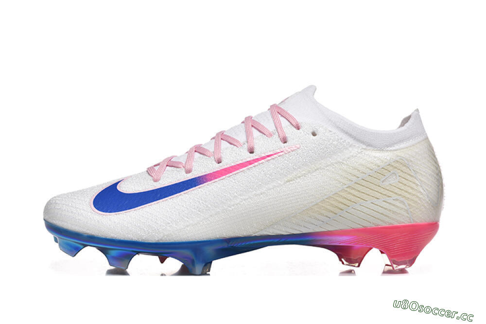 Men's Nike Air Zoom Mercurial Vapor 16 Elite FG Firm Ground Low-Tops Football Boots - White/Blue/Pink 0