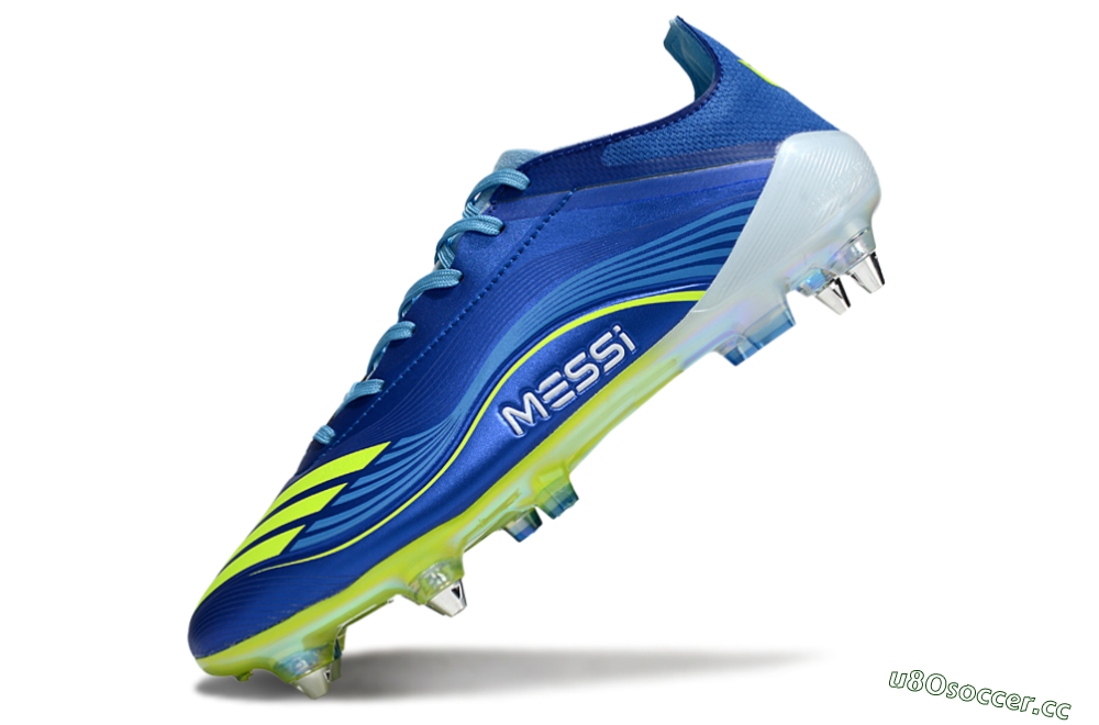 Men's Messi x Adidas F50 Elite SG Soft Ground Low-Tops Football Boots - Blue/Yellow/White 5