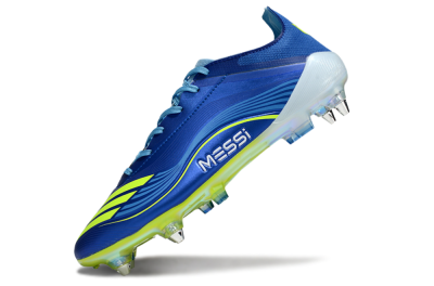 Men's Messi x Adidas F50 Elite SG Soft Ground Low-Tops Football Boots - Blue/Yellow/White