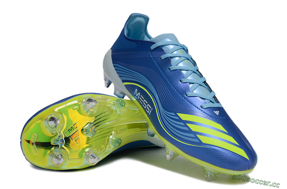 Men's Messi x Adidas F50 Elite SG Soft Ground Low-Tops Football Boots - Blue/Yellow/White 3