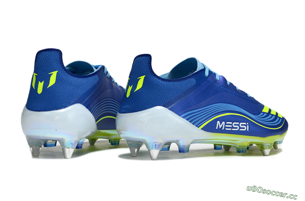 Men's Messi x Adidas F50 Elite SG Soft Ground Low-Tops Football Boots - Blue/Yellow/White 6