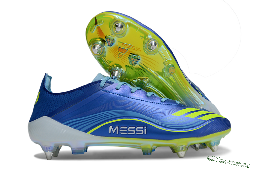 Men's Messi x Adidas F50 Elite SG Soft Ground Low-Tops Football Boots - Blue/Yellow/White 2