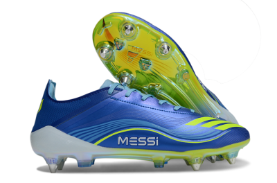 Men's Messi x Adidas F50 Elite SG Soft Ground Low-Tops Football Boots - Blue/Yellow/White