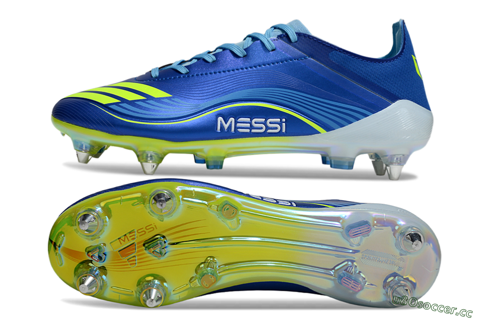 Men's Messi x Adidas F50 Elite SG Soft Ground Low-Tops Football Boots - Blue/Yellow/White 1