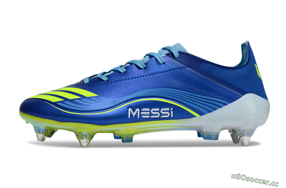 Men's Messi x Adidas F50 Elite SG Soft Ground Low-Tops Football Boots - Blue/Yellow/White 0