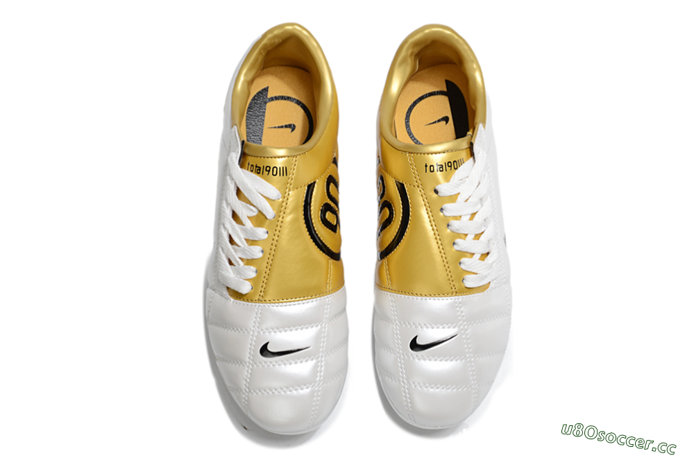 Unisex Nike Air Zoom Total 90 III FG Firm Ground Low-Tops Football Boots - White/Black/Gold 4
