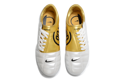 Unisex Nike Air Zoom Total 90 III FG Firm Ground Low-Tops Football Boots - White/Black/Gold