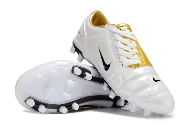 Unisex Nike Air Zoom Total 90 III FG Firm Ground Low-Tops Football Boots - White/Black/Gold