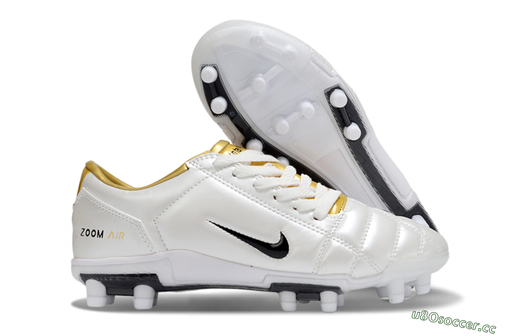 Unisex Nike Air Zoom Total 90 III FG Firm Ground Low-Tops Football Boots - White/Black/Gold 2