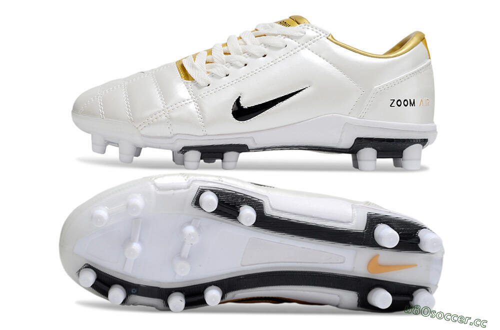 Unisex Nike Air Zoom Total 90 III FG Firm Ground Low-Tops Football Boots - White/Black/Gold 1