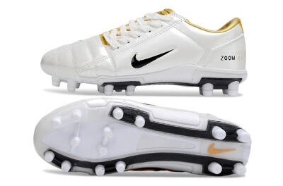 Unisex Nike Air Zoom Total 90 III FG Firm Ground Low-Tops Football Boots - White/Black/Gold