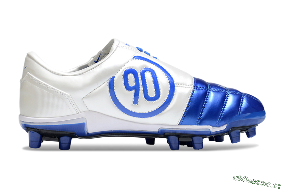 Unisex Nike Air Zoom Total 90 III FG Firm Ground Low-Tops Football Boots - Blue/Silver/White 7