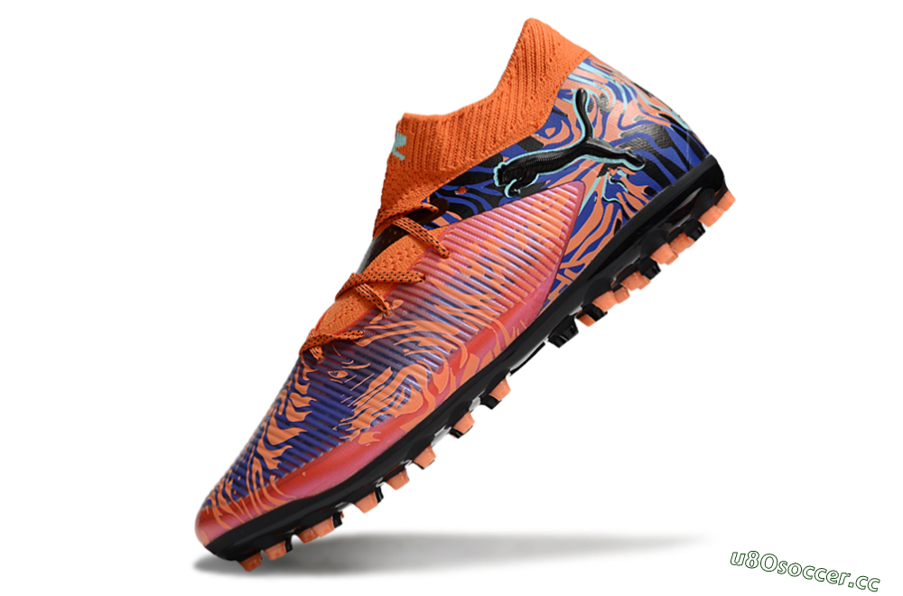 Men's Puma Future 8 Ultimate MG Multi Ground Low-Tops Football Boots - Orange/Pink/Blue 5