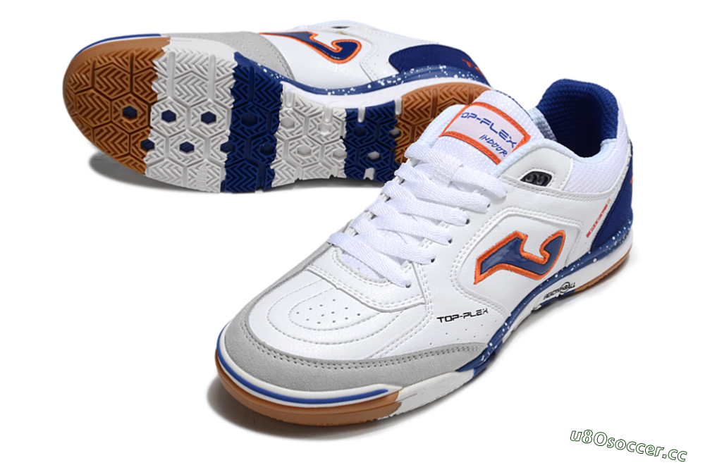 Men's Joma Top Flex IC Indoor & Futsal Low-Tops Football Shoes - White/Blue/Red 3