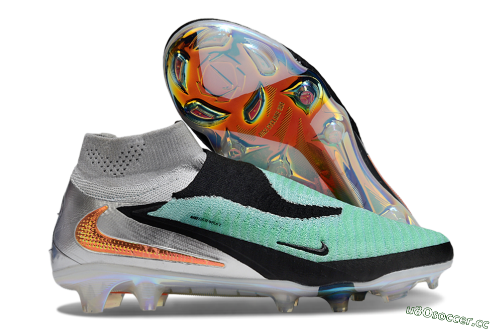 Unisex Nike Phantom 6 Elite High FG Firm Ground High-Tops Football Boots - Jade/Black/Silver/Gold 2