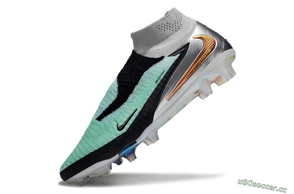 Unisex Nike Phantom 6 Elite High FG Firm Ground High-Tops Football Boots - Jade/Black/Silver/Gold 5