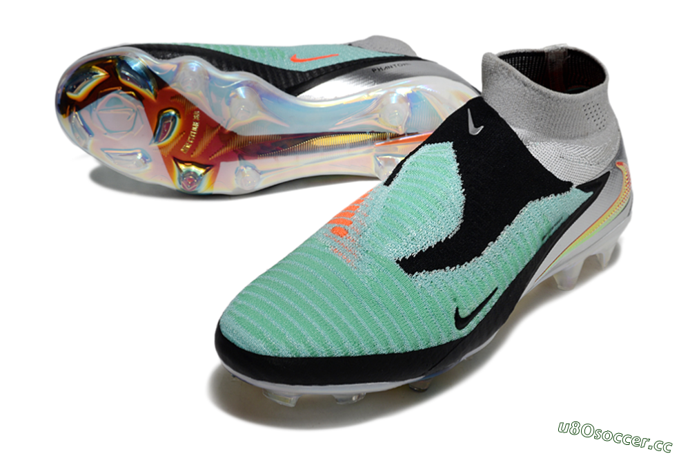 Unisex Nike Phantom 6 Elite High FG Firm Ground High-Tops Football Boots - Jade/Black/Silver/Gold 3